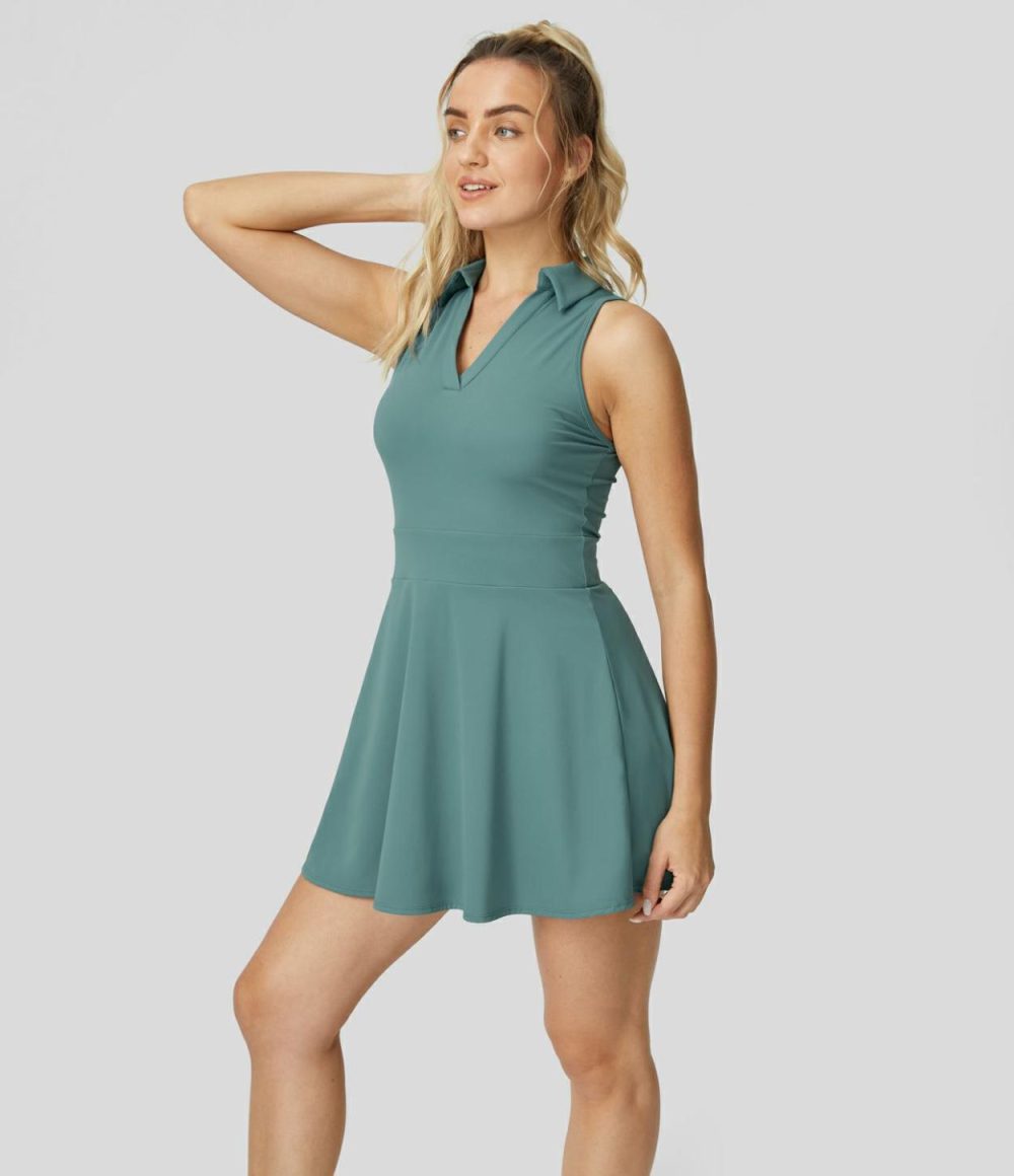 Softlyzero™ Airy Polo Collar 2-Piece Pocket Cool Touch Flare Mini Golf Active Dress-Golf Tee Pocket-UPF50+  | Womens  Active Dresses Active Dresses Active Dresses