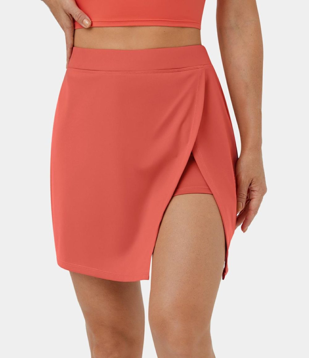 Softlyzero™ Airy Side Cut 2-in-1 Side Pocket Cool Touch Tennis Skirt-Purity-UPF50+  | Womens  Mini Skirts Clothing Mini Skirts