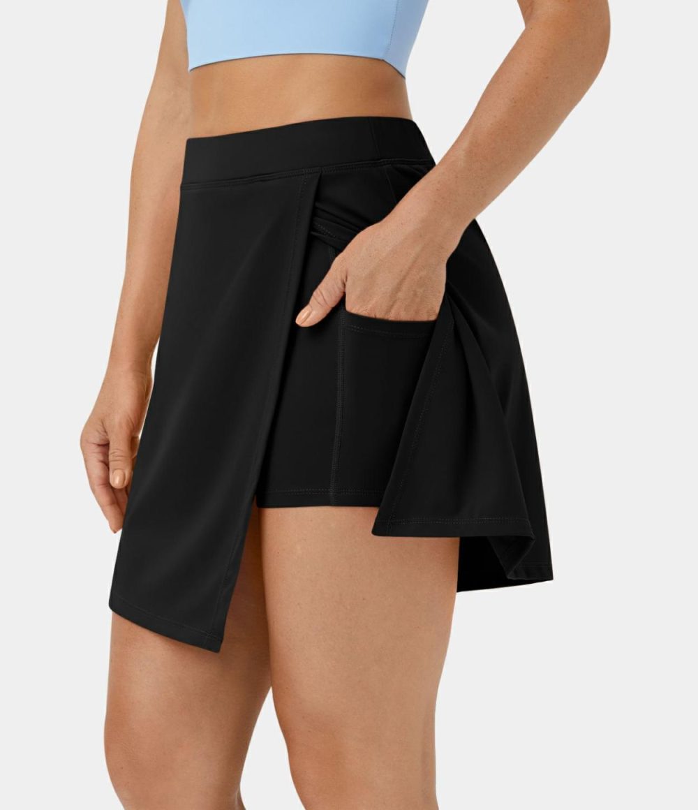 Softlyzero™ Airy Side Cut 2-in-1 Side Pocket Cool Touch Tennis Skirt-Purity-UPF50+  | Womens  Mini Skirts Clothing Mini Skirts