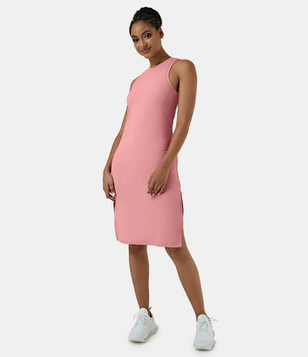 Softlyzero™ Airy Sleeveless Split Cool Touch Midi Casual Dress-UPF50+  | Womens  Active Dresses Active Dresses Active Dresses