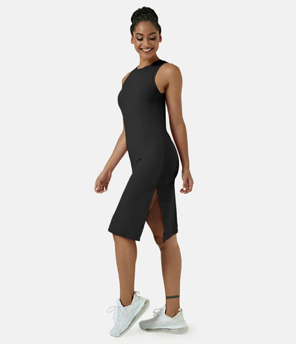 Softlyzero™ Airy Sleeveless Split Cool Touch Midi Casual Dress-UPF50+  | Womens  Active Dresses Active Dresses Active Dresses