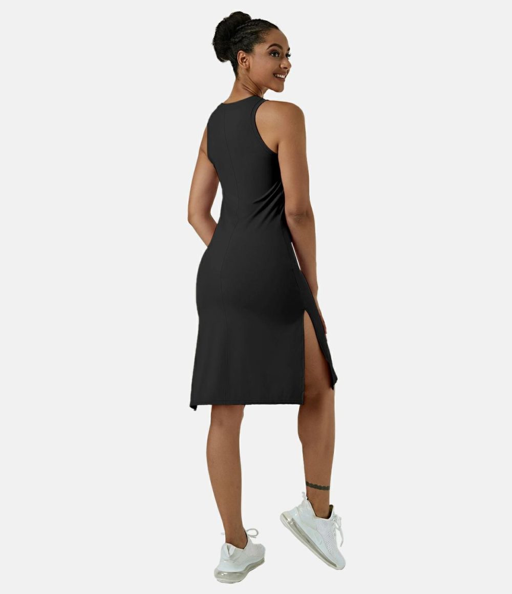 Softlyzero™ Airy Sleeveless Split Cool Touch Midi Casual Dress-UPF50+  | Womens  Active Dresses Active Dresses Active Dresses