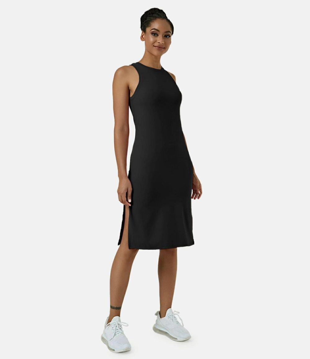 Softlyzero™ Airy Sleeveless Split Cool Touch Midi Casual Dress-UPF50+  | Womens  Active Dresses Active Dresses Active Dresses