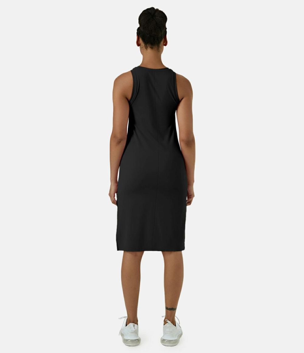 Softlyzero™ Airy Sleeveless Split Cool Touch Midi Casual Dress-UPF50+  | Womens  Active Dresses Active Dresses Active Dresses