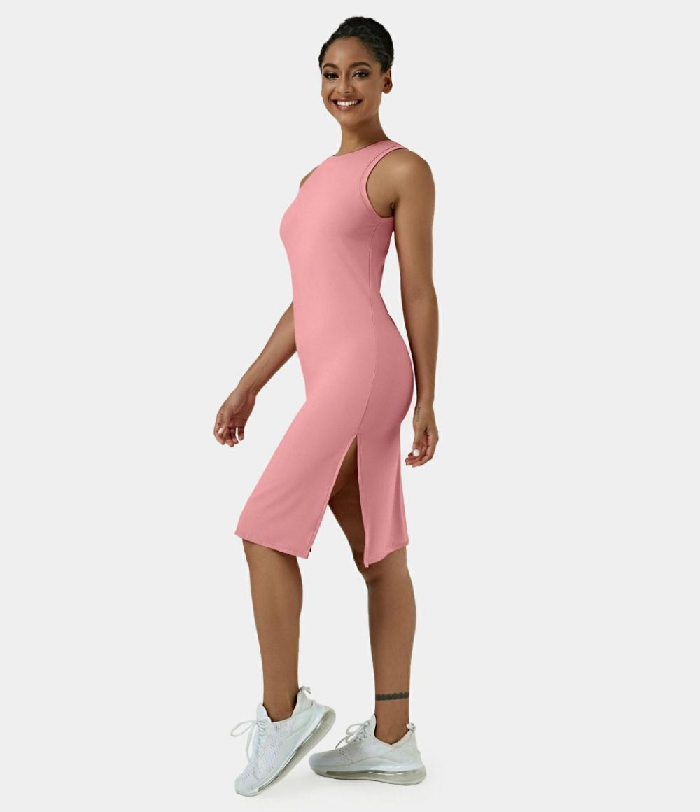 Softlyzero™ Airy Sleeveless Split Cool Touch Midi Casual Dress-UPF50+  | Womens  Active Dresses Active Dresses Active Dresses