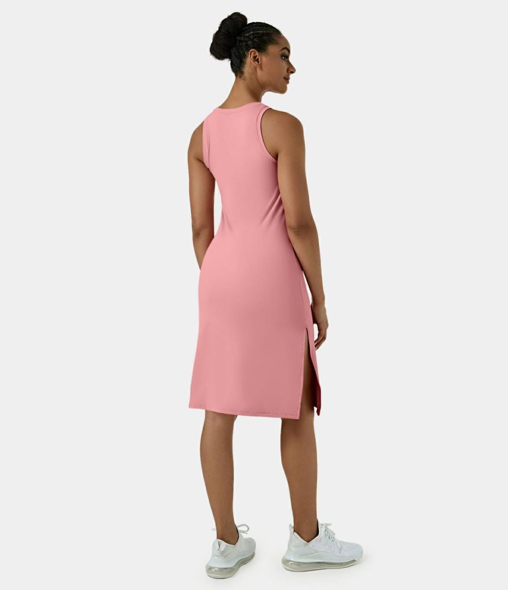 Softlyzero™ Airy Sleeveless Split Cool Touch Midi Casual Dress-UPF50+  | Womens  Active Dresses Active Dresses Active Dresses