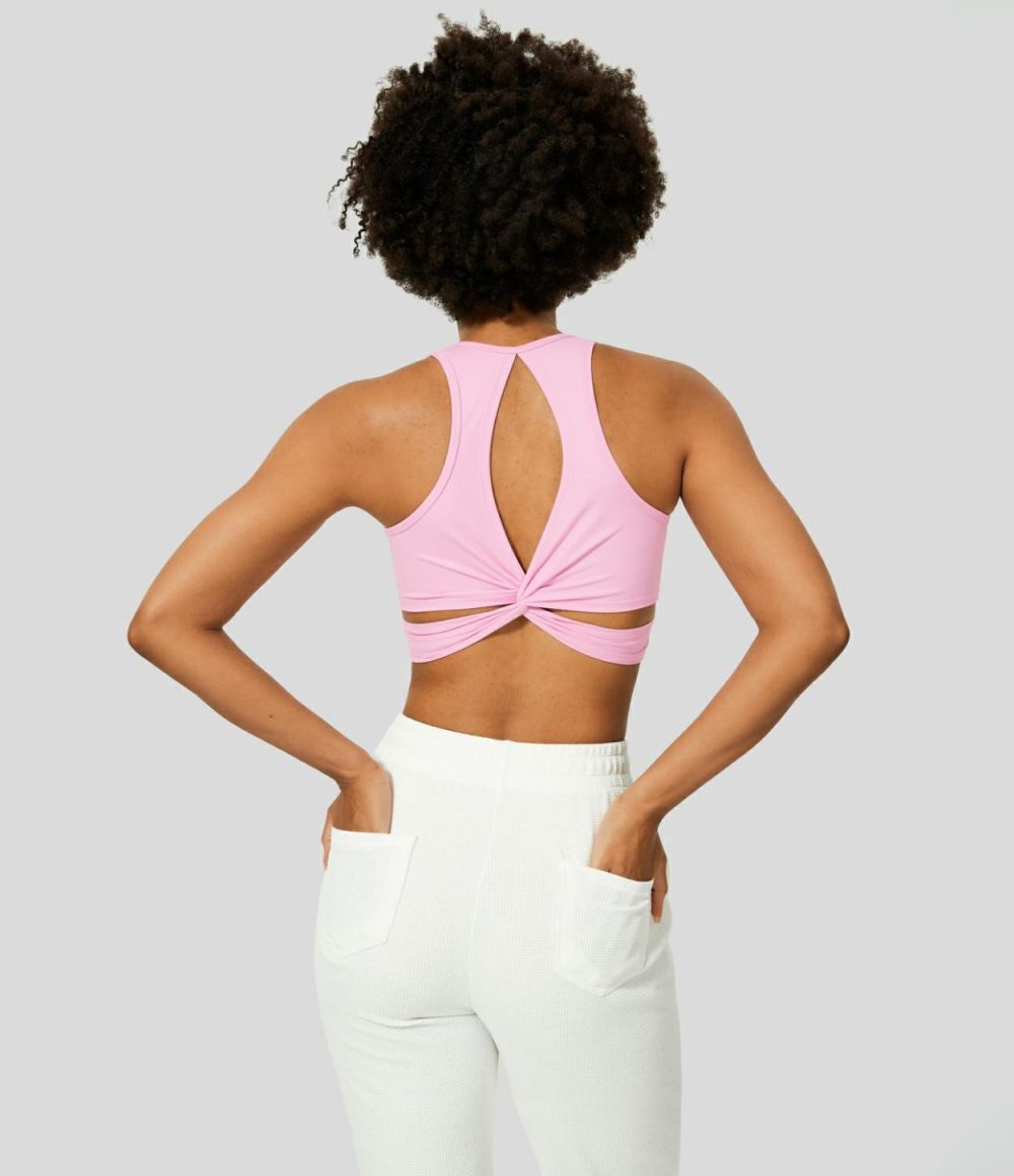 Softlyzero™ Airy Square Neck Backless Cut Out Twisted Cropped Cool Touch Yoga Tank Top-UPF50+  | Womens  Cropped Tops Clothing Cropped Tops