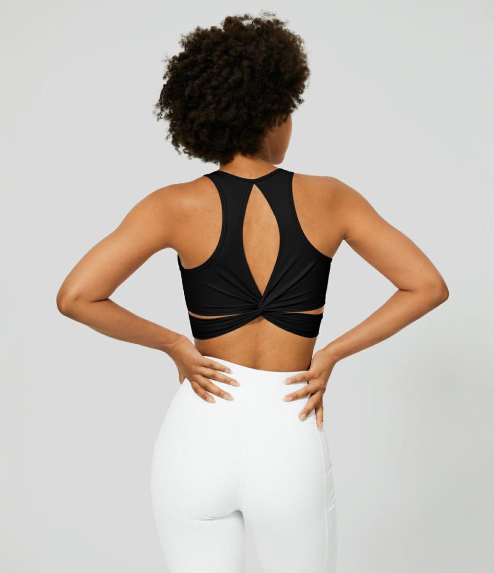 Softlyzero™ Airy Square Neck Backless Cut Out Twisted Cropped Cool Touch Yoga Tank Top-UPF50+  | Womens  Cropped Tops Clothing Cropped Tops