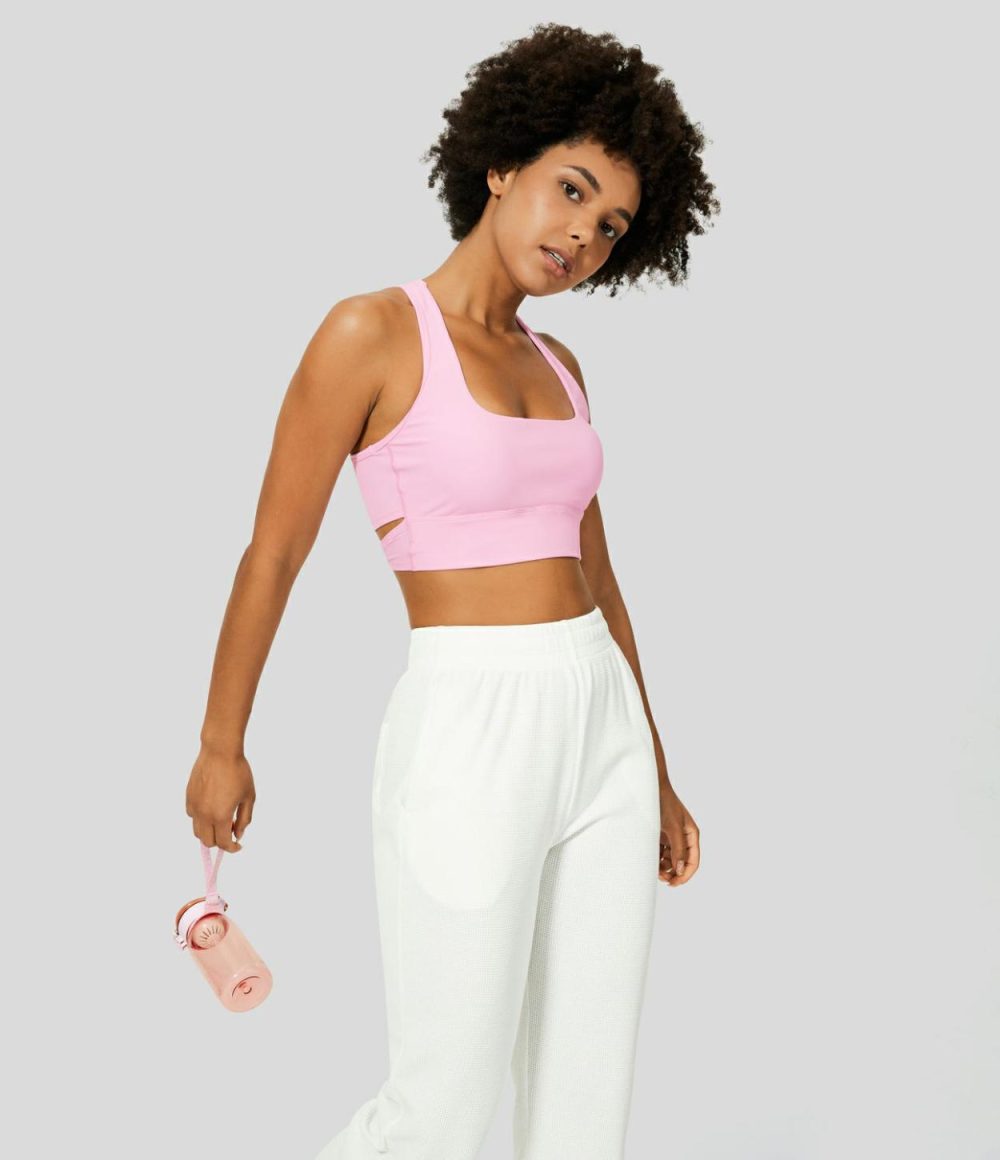 Softlyzero™ Airy Square Neck Backless Cut Out Twisted Cropped Cool Touch Yoga Tank Top-UPF50+  | Womens  Cropped Tops Clothing Cropped Tops