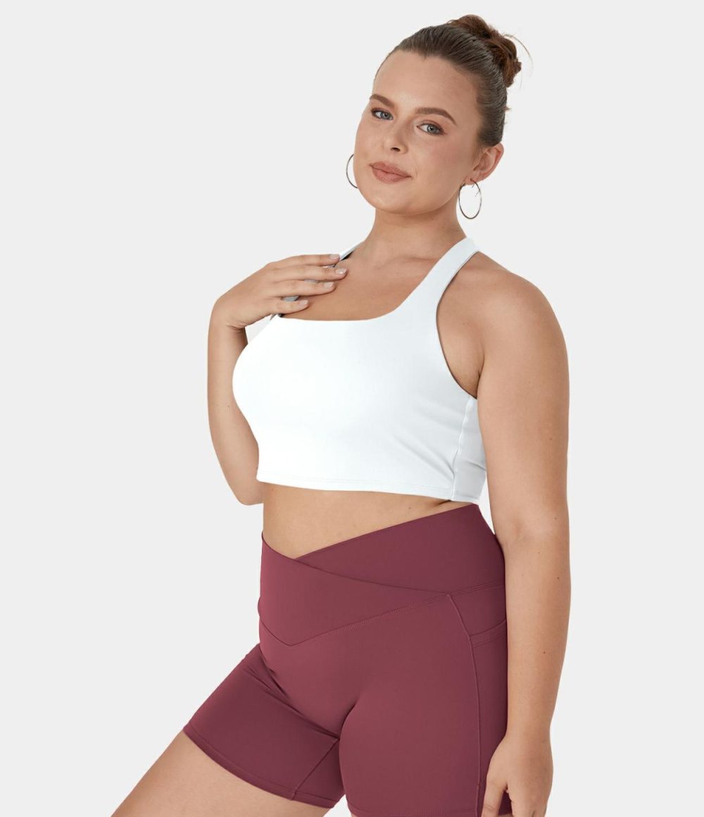 Softlyzero™ Airy Square Neck Crisscross Plus Size Cropped Cool Touch Yoga Tank Top-UPF50+  | Womens  Cropped Tops Clothing Cropped Tops