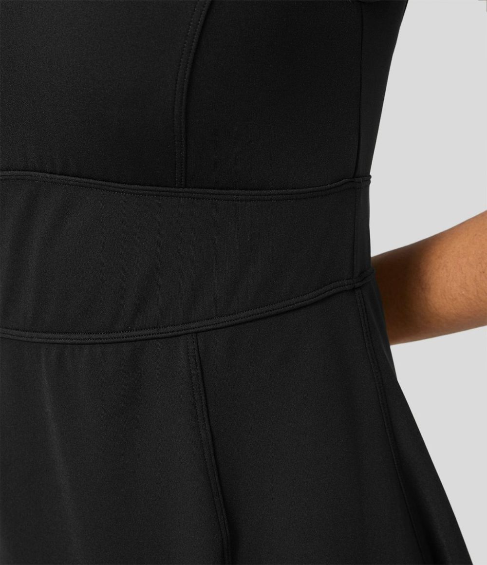 Softlyzero™ Airy U Neck Backless Split 2-in-1 Side Pocket Cool Touch Micro Mini Tennis Active Dress-UPF50+  | Womens  Active Dresses Active Dresses Active Dresses