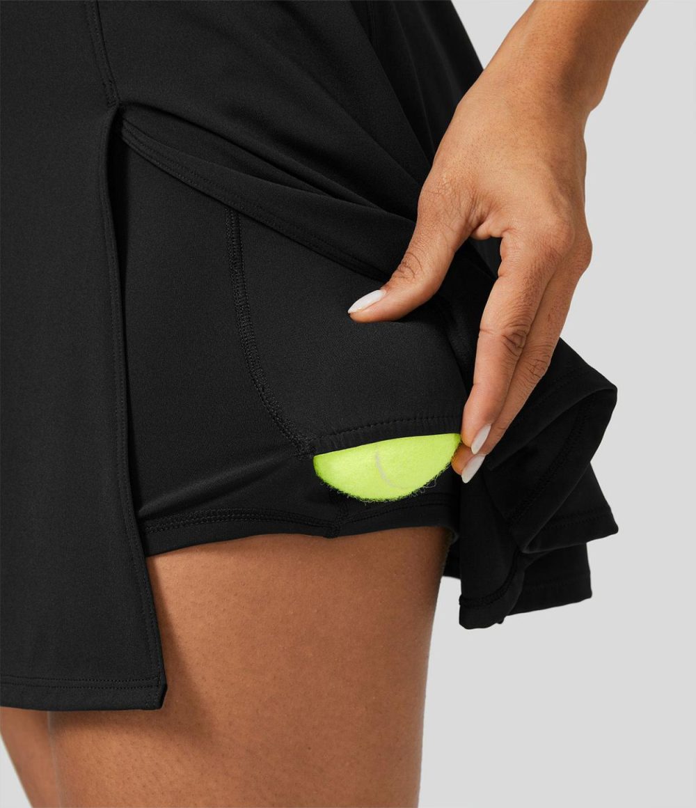 Softlyzero™ Airy U Neck Backless Split 2-in-1 Side Pocket Cool Touch Micro Mini Tennis Active Dress-UPF50+  | Womens  Active Dresses Active Dresses Active Dresses