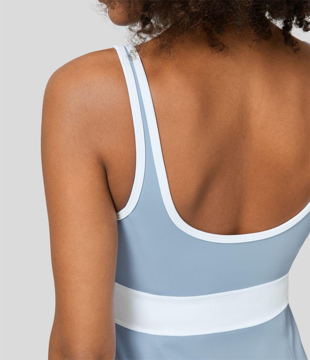 Softlyzero™ Airy U Neck Backless Split 2-in-1 Side Pocket Cool Touch Micro Mini Tennis Active Dress-UPF50+  | Womens  Active Dresses Active Dresses Active Dresses