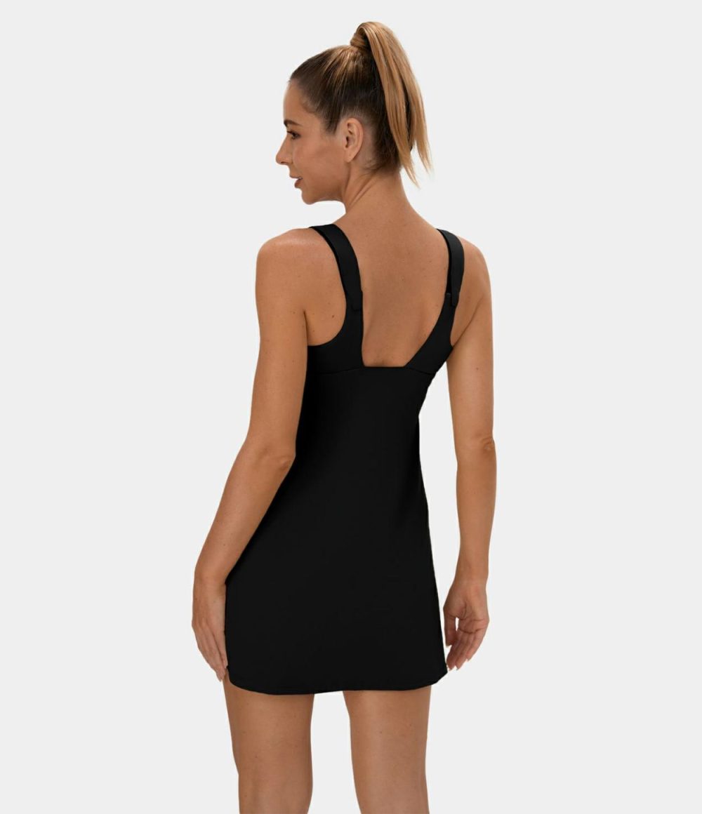 Softlyzero™ Airy Zip Adjustable Strap Backless Cool Touch Mini Tennis Active Dress-UPF50+  | Womens  Active Dresses Active Dresses Active Dresses