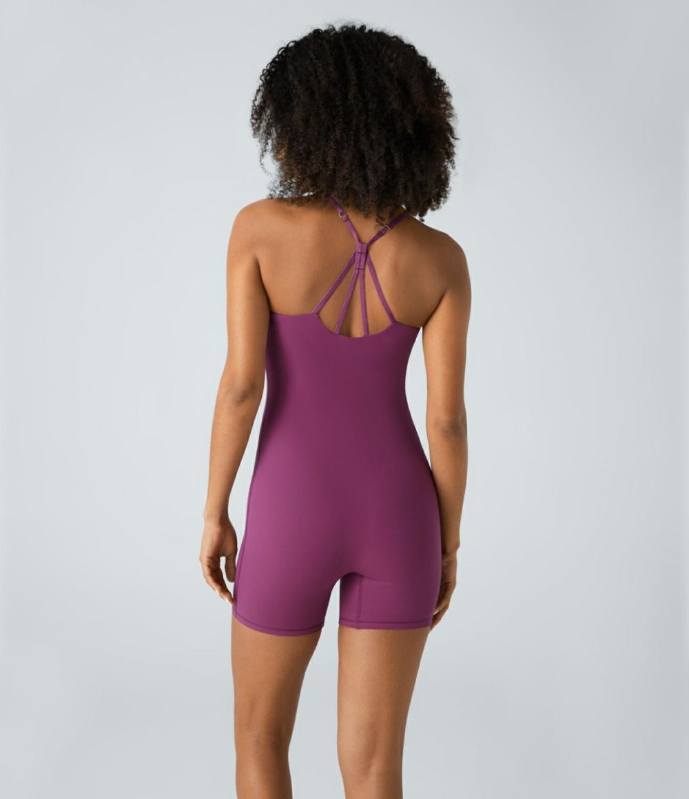 Softlyzero™ Backless Cut Out Adjustable Strap Yoga Romper-UPF50+  | Womens  Rompers Clothing Rompers