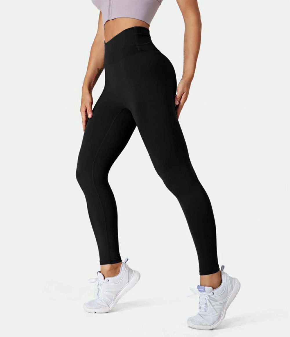 Softlyzero™ Crossover Color Block Leggings-UPF50+  | Womens  Crossover Leggings Clothing Crossover Leggings