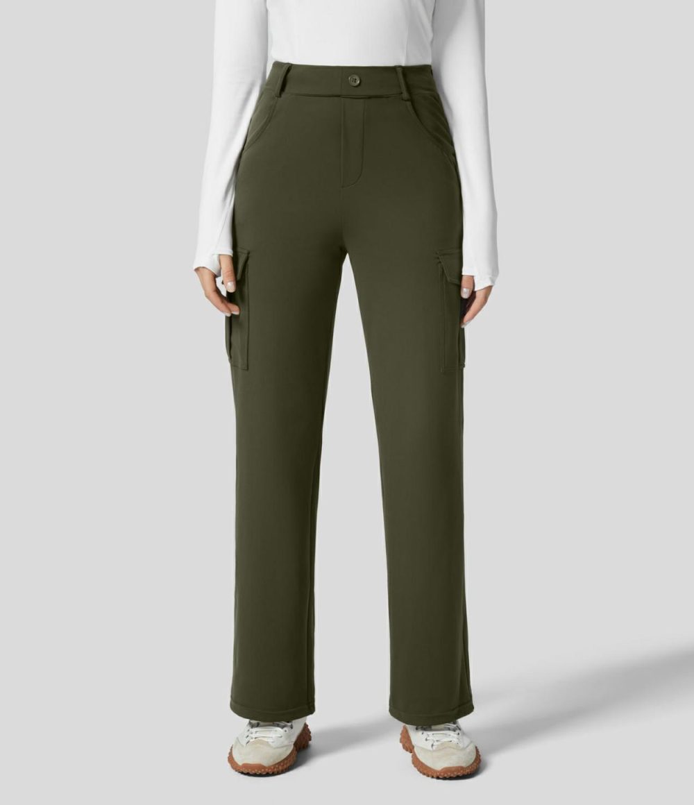 Softlyzero™ Eco High Waisted Button Zipper Multiple Pockets Casual Cargo Pants  | Womens  Cargo Pants Cargo Pants Cargo Pants