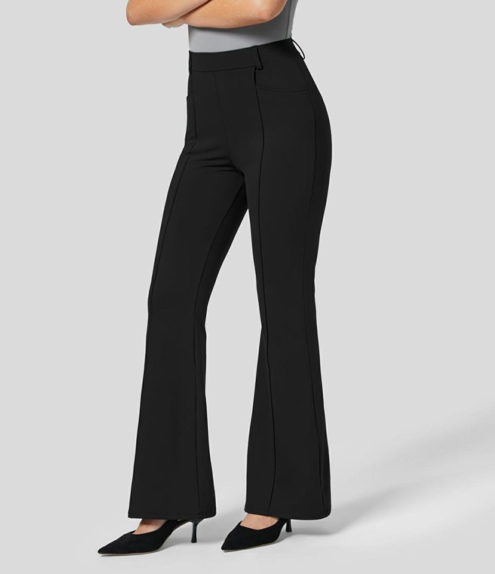 Softlyzero™ Eco High Waisted Side Pocket Slight Flare Work Pants  | Womens  Active Work Pants Active Work Pants Active Work Pants