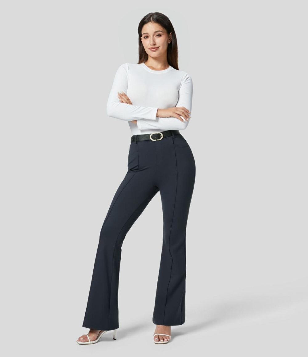 Softlyzero™ Eco High Waisted Side Pocket Slight Flare Work Pants  | Womens  Active Work Pants Active Work Pants Active Work Pants