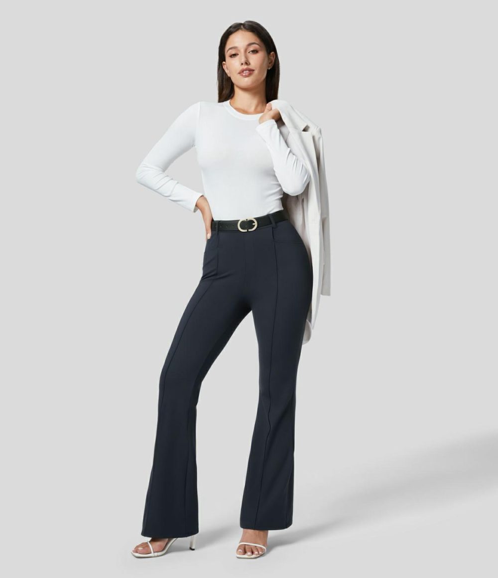 Softlyzero™ Eco High Waisted Side Pocket Slight Flare Work Pants  | Womens  Active Work Pants Active Work Pants Active Work Pants