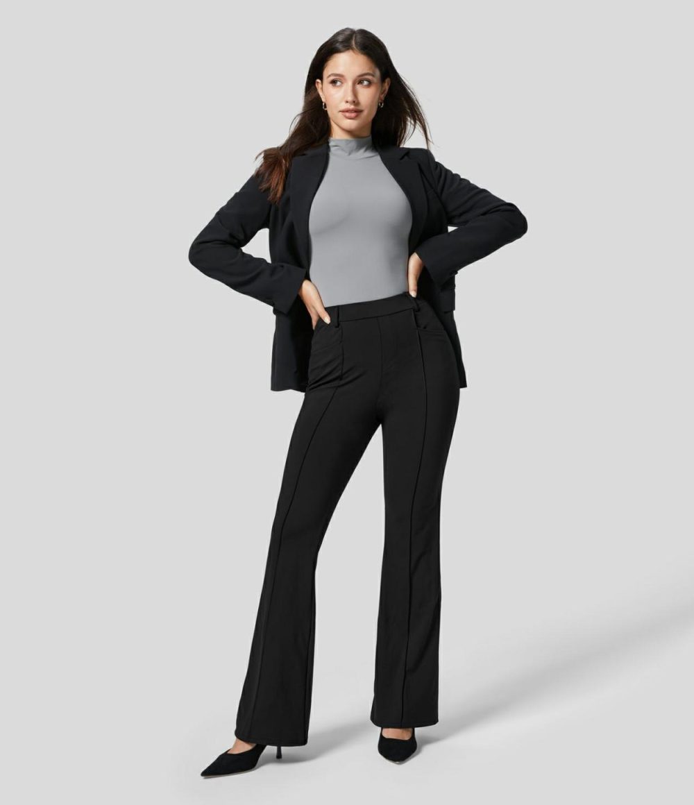 Softlyzero™ Eco High Waisted Side Pocket Slight Flare Work Pants  | Womens  Active Work Pants Active Work Pants Active Work Pants