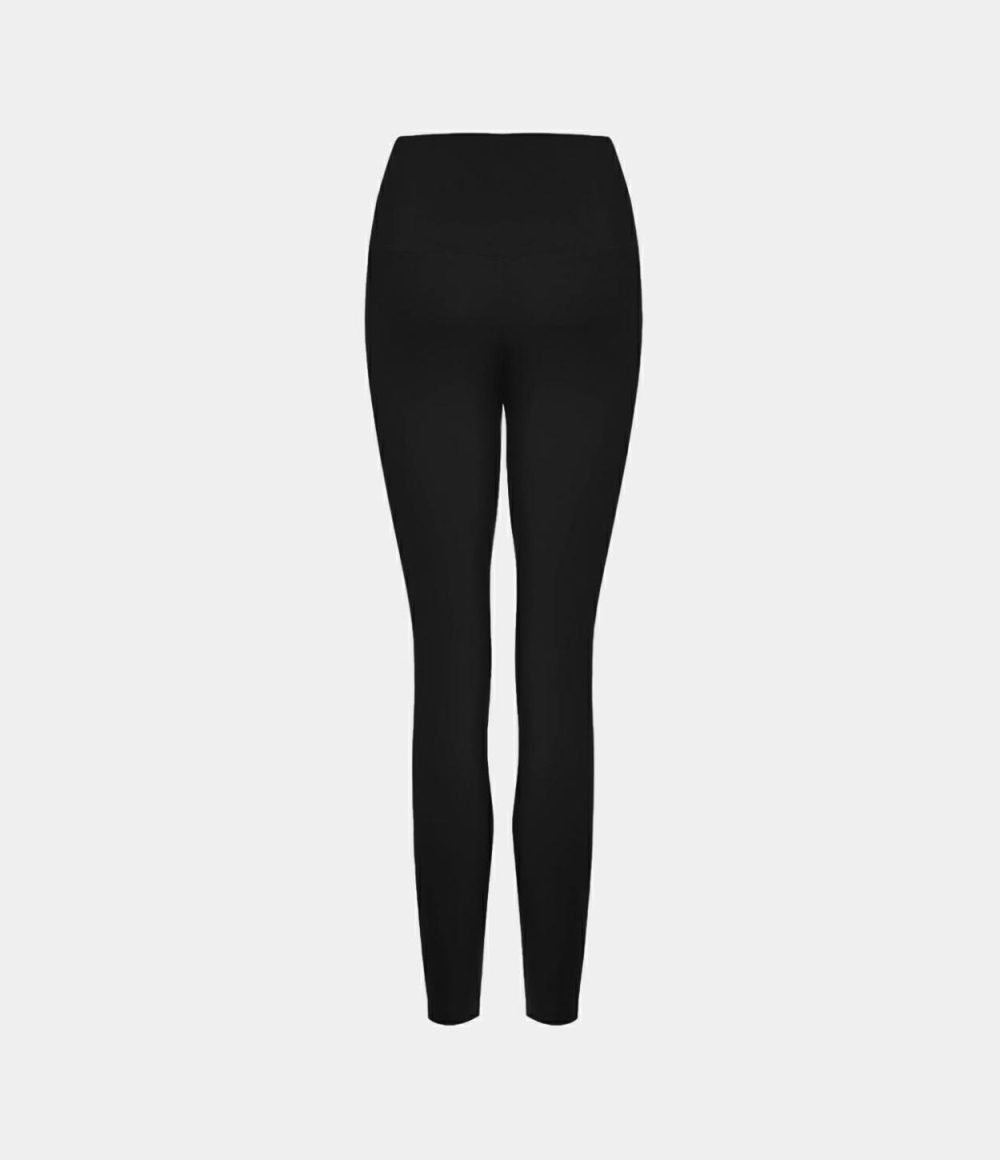 Softlyzero™ High Waisted Crossover Plain Leggings-UPF50+  | Womens  Crossover Leggings Clothing Black/Grisaille/Zinfandel