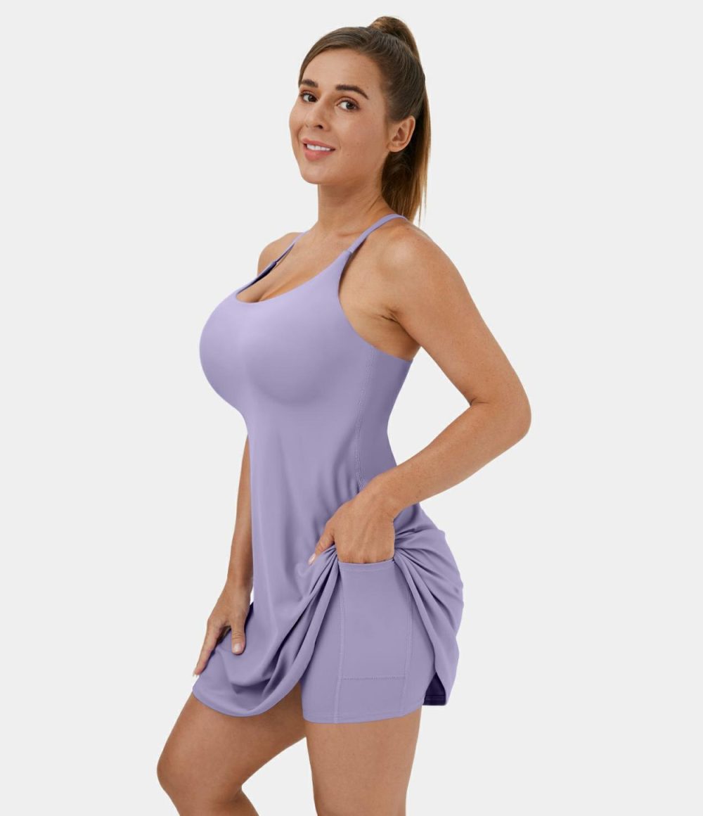 Softlyzero™ Plush Backless 2-in-1 Pocket Mini Active Dress  | Womens  Active Dresses Active Dresses Active Dresses