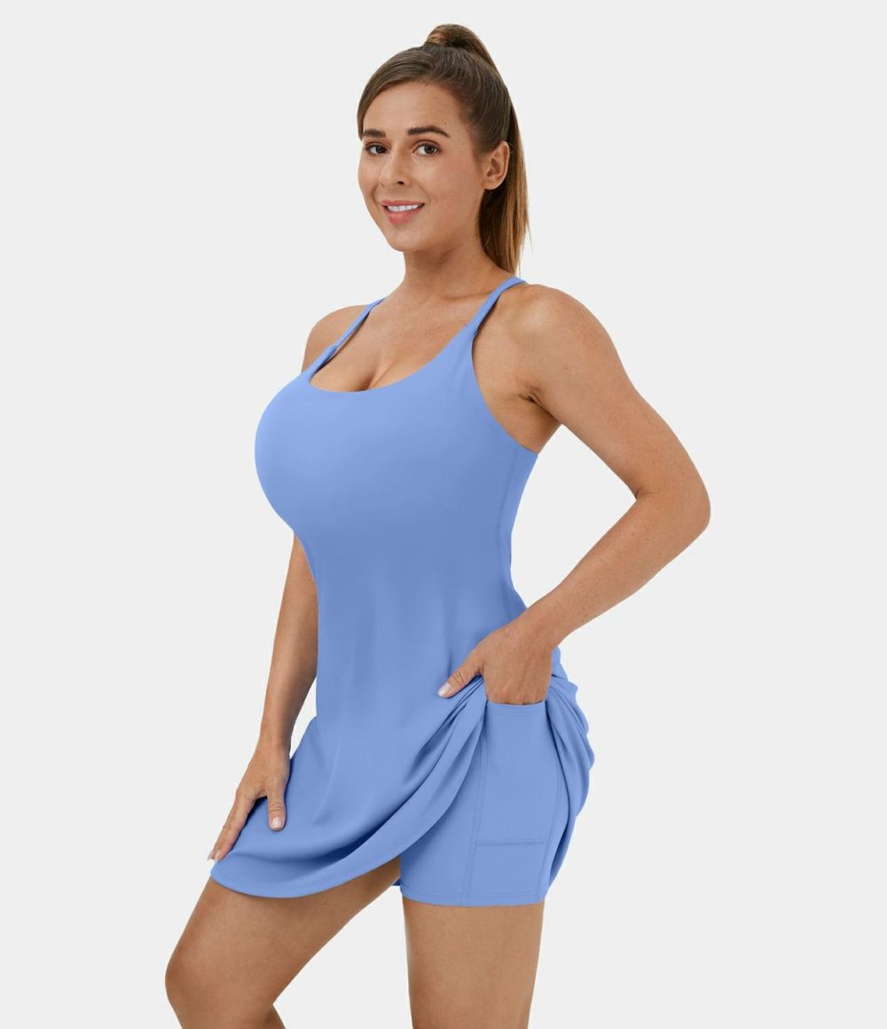 Softlyzero™ Plush Backless 2-in-1 Pocket Mini Active Dress  | Womens  Active Dresses Active Dresses Active Dresses