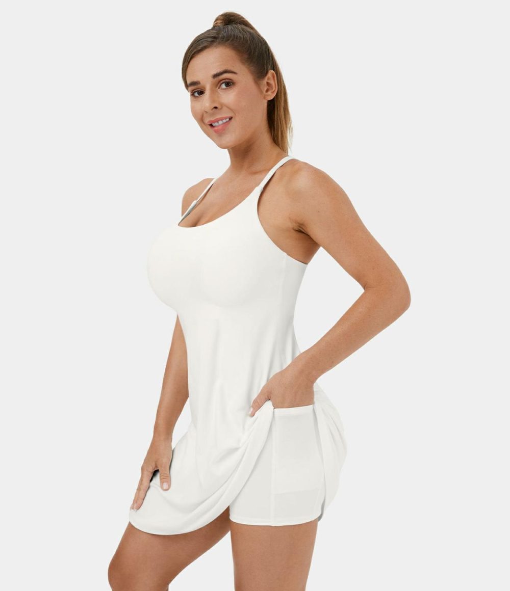 Softlyzero™ Plush Backless 2-in-1 Pocket Mini Active Dress  | Womens  Active Dresses Active Dresses Active Dresses