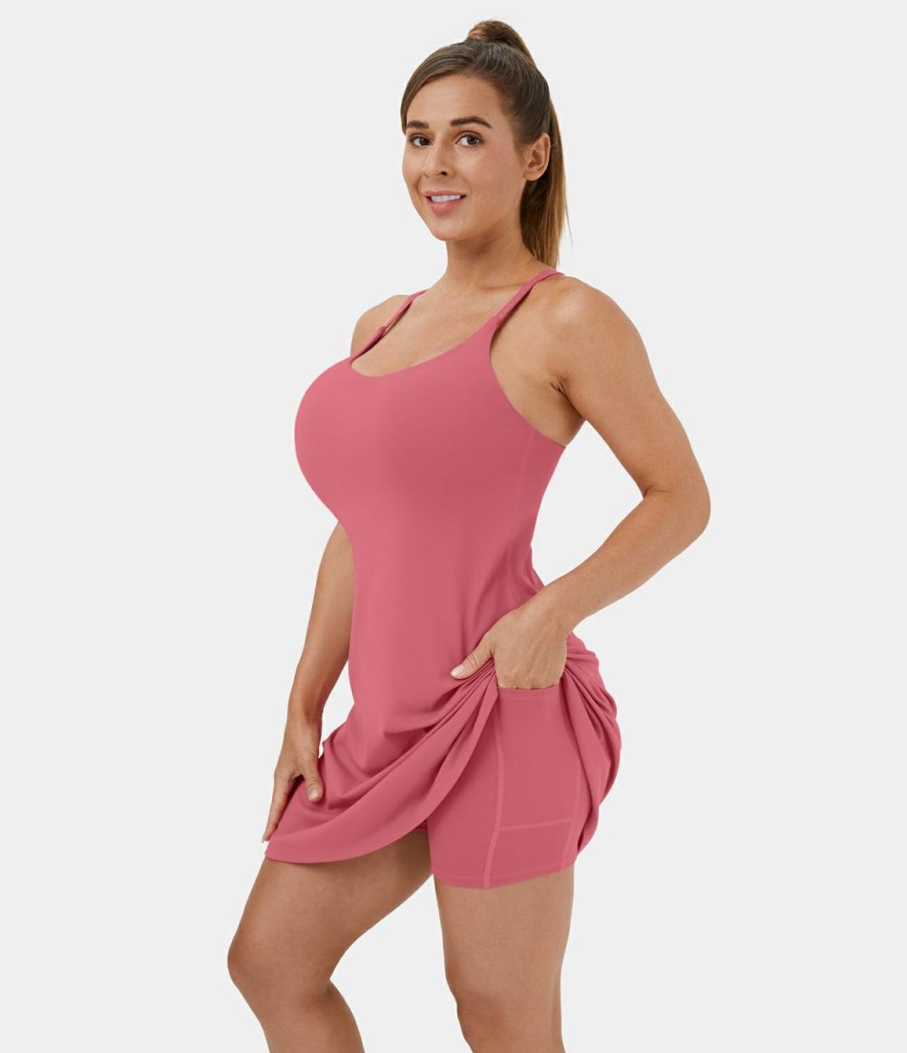 Softlyzero™ Plush Backless 2-in-1 Pocket Mini Active Dress  | Womens  Active Dresses Active Dresses Active Dresses