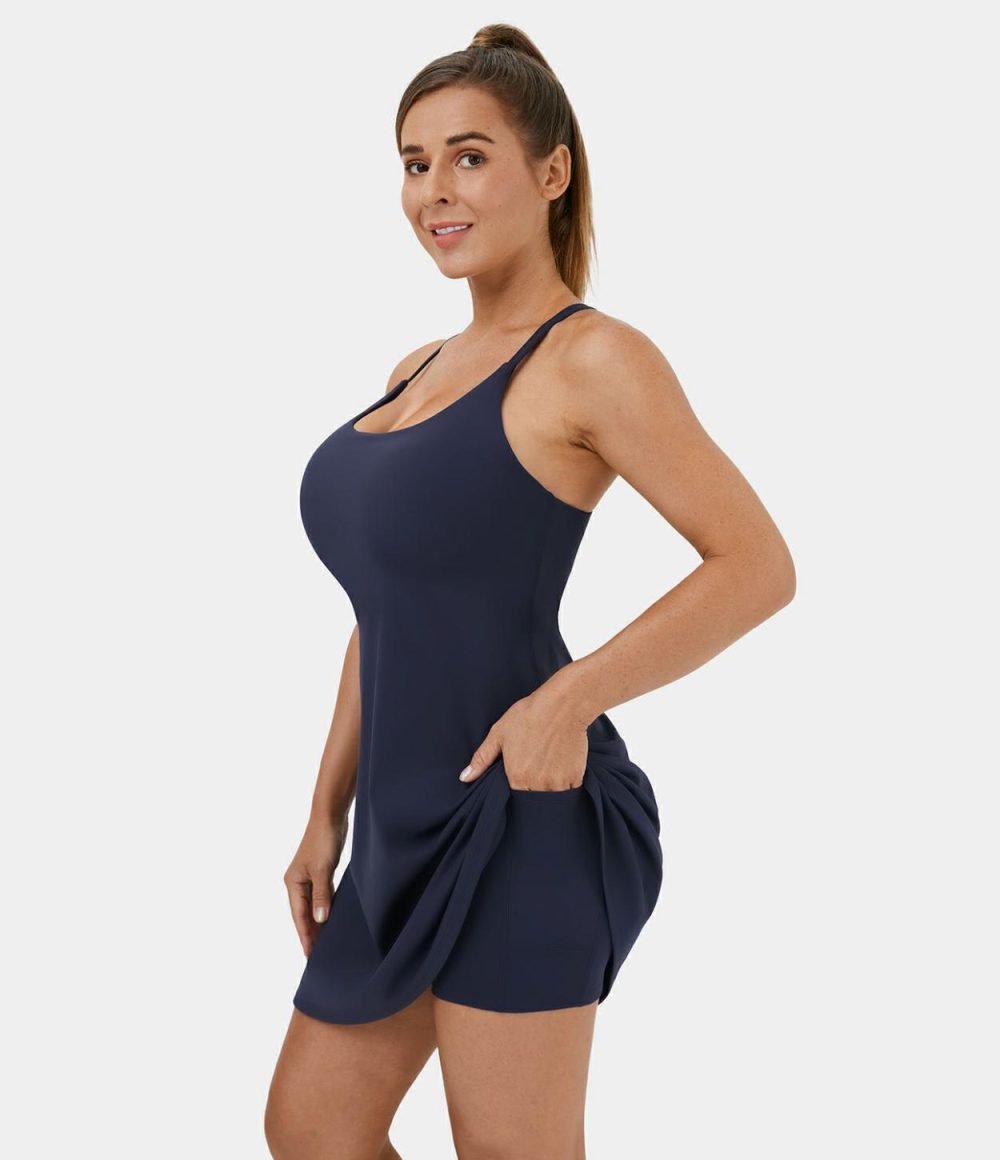 Softlyzero™ Plush Backless 2-in-1 Pocket Mini Active Dress  | Womens  Active Dresses Active Dresses Active Dresses