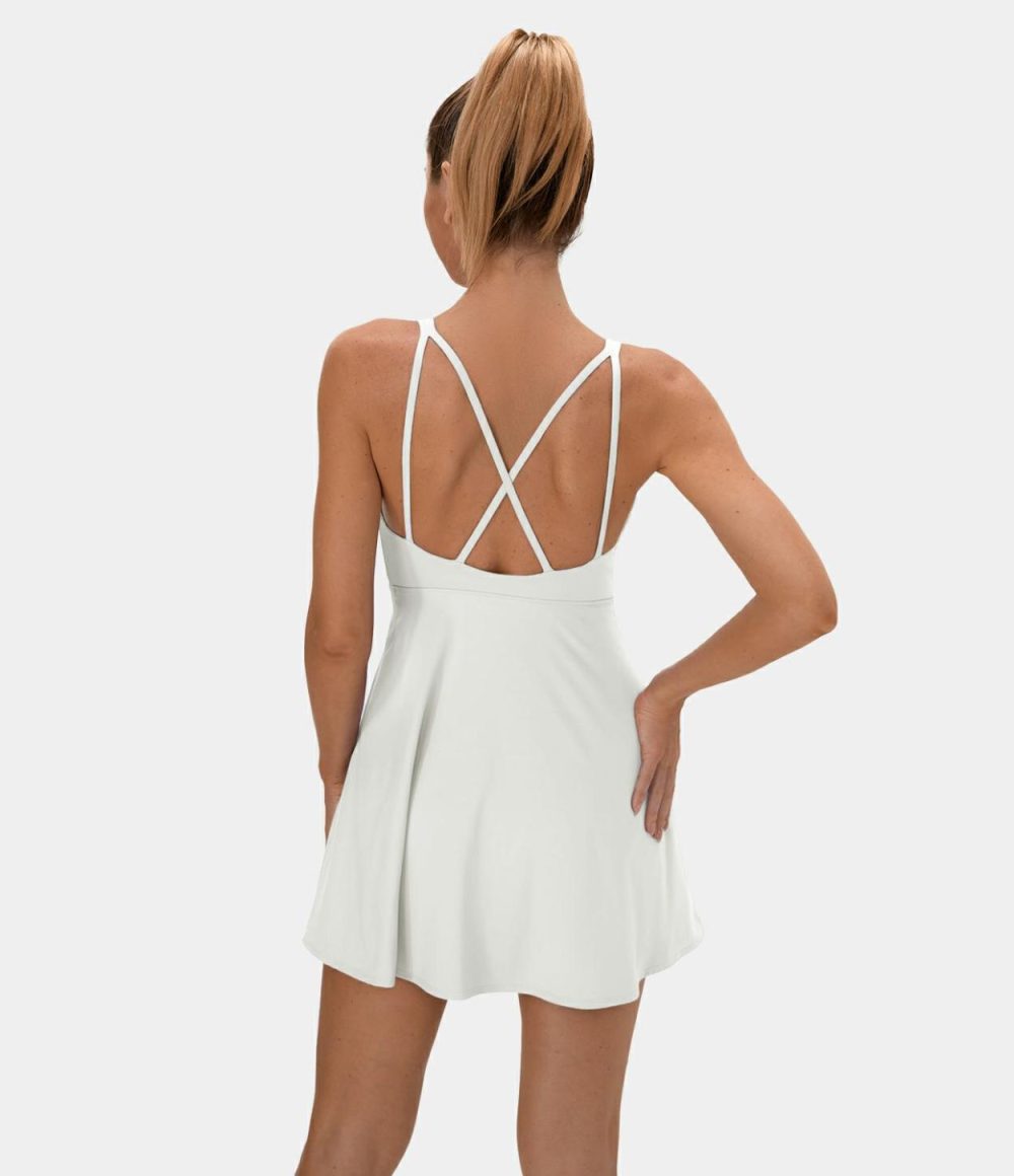 Softlyzero™ Plush Backless Crisscross 2-Piece Pocket Dance Active Dress  | Womens  Active Dresses Active Dresses Active Dresses