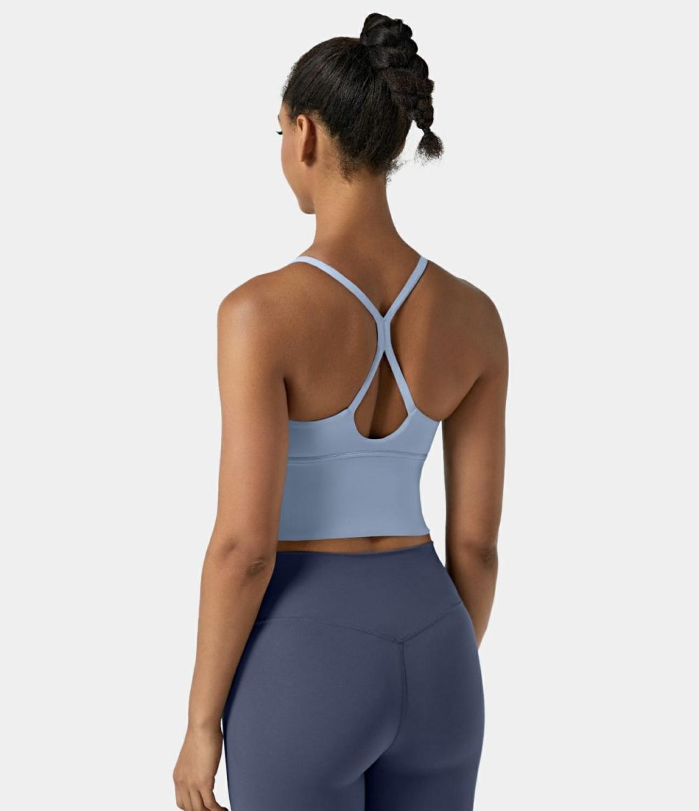 Softlyzero™ Plush Backless Crisscross Cut Out Cropped Tank Top  | Womens  Cropped Tops Clothing Black/Light Grey Blue/Asparagus/Nosegay/Red Mahogany