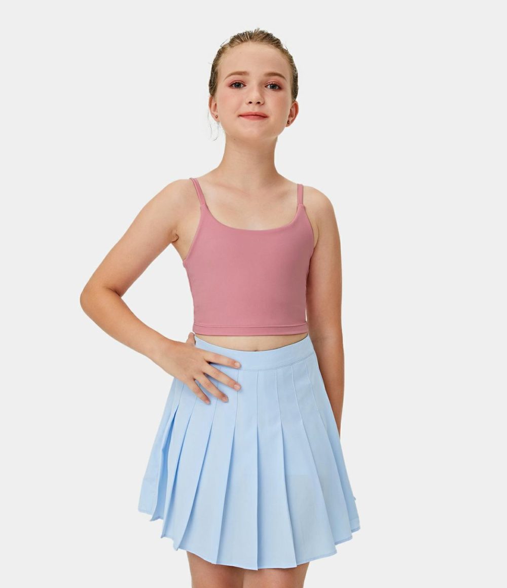 Softlyzero™ Plush Backless Cropped Tank Top-Kid’s  | Womens  Cropped Tops Clothing Blush/Pastel Lilac/Black