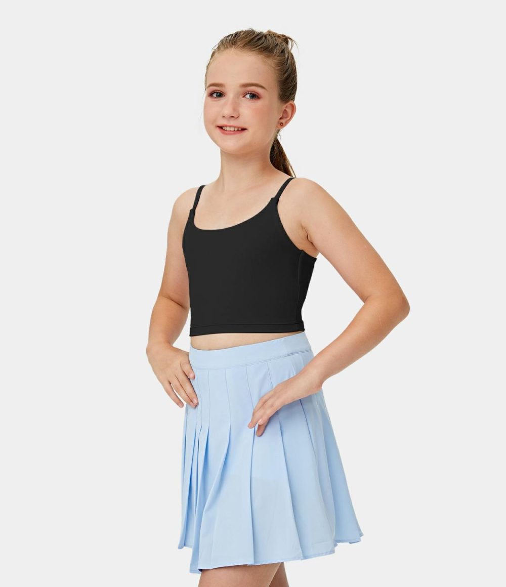 Softlyzero™ Plush Backless Cropped Tank Top-Kid’s  | Womens  Cropped Tops Clothing Blush/Pastel Lilac/Black