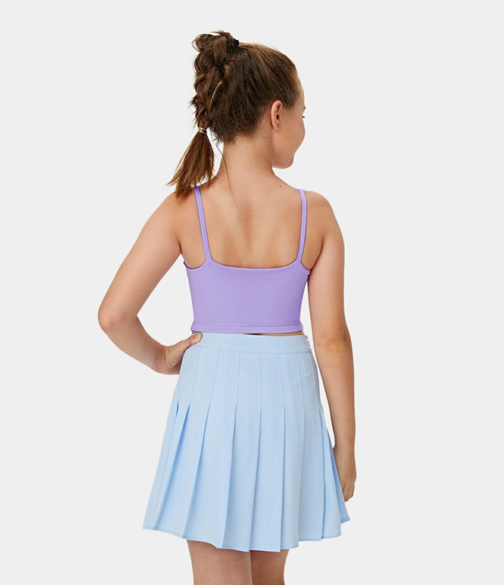 Softlyzero™ Plush Backless Cropped Tank Top-Kid’s  | Womens  Cropped Tops Clothing Blush/Pastel Lilac/Black