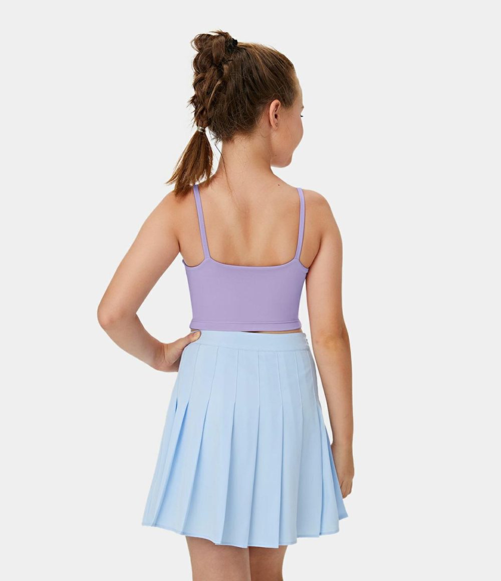 Softlyzero™ Plush Backless Cropped Tank Top-Kid’s  | Womens  Cropped Tops Clothing Blush/Pastel Lilac/Black