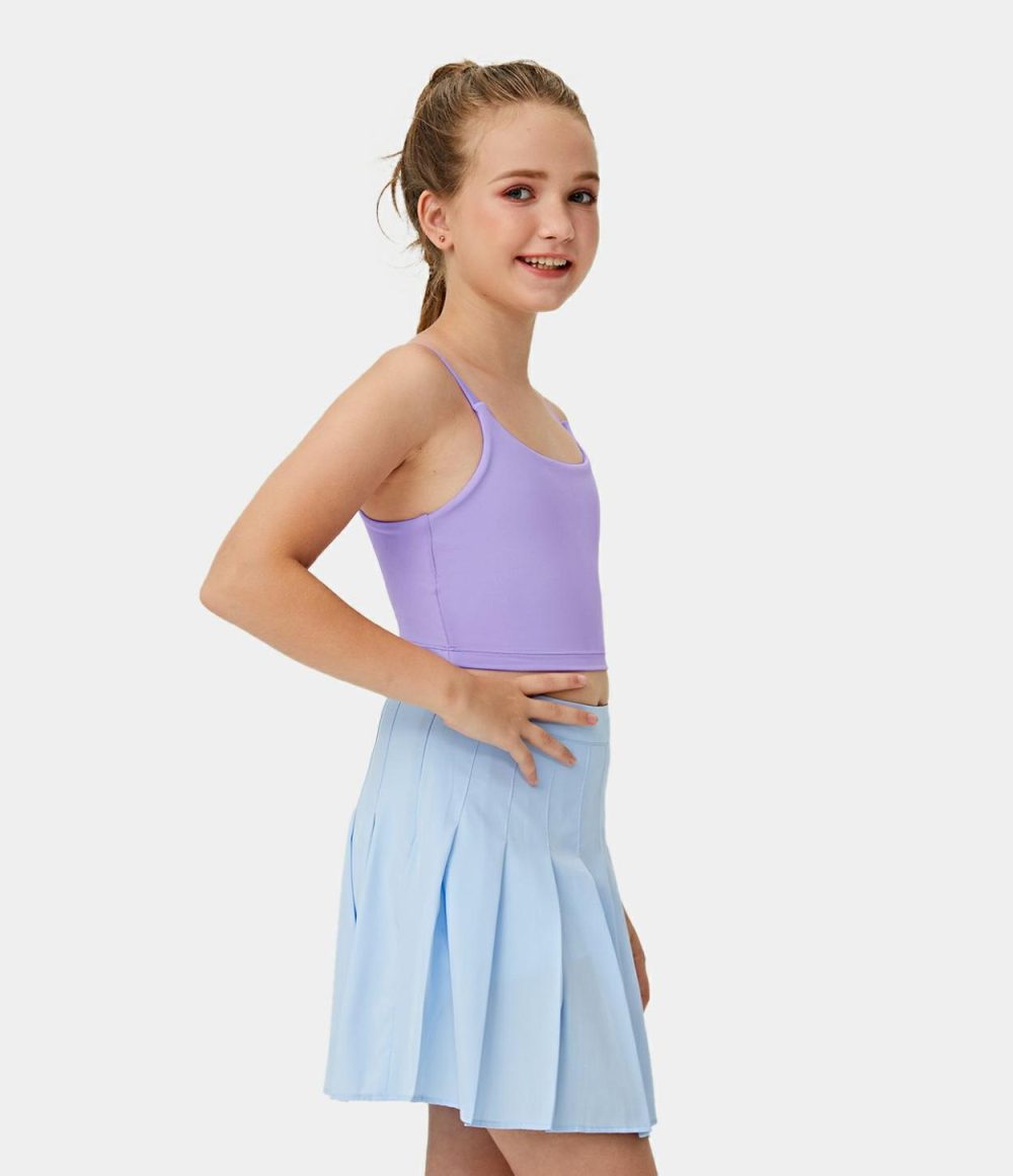 Softlyzero™ Plush Backless Cropped Tank Top-Kid’s  | Womens  Cropped Tops Clothing Blush/Pastel Lilac/Black