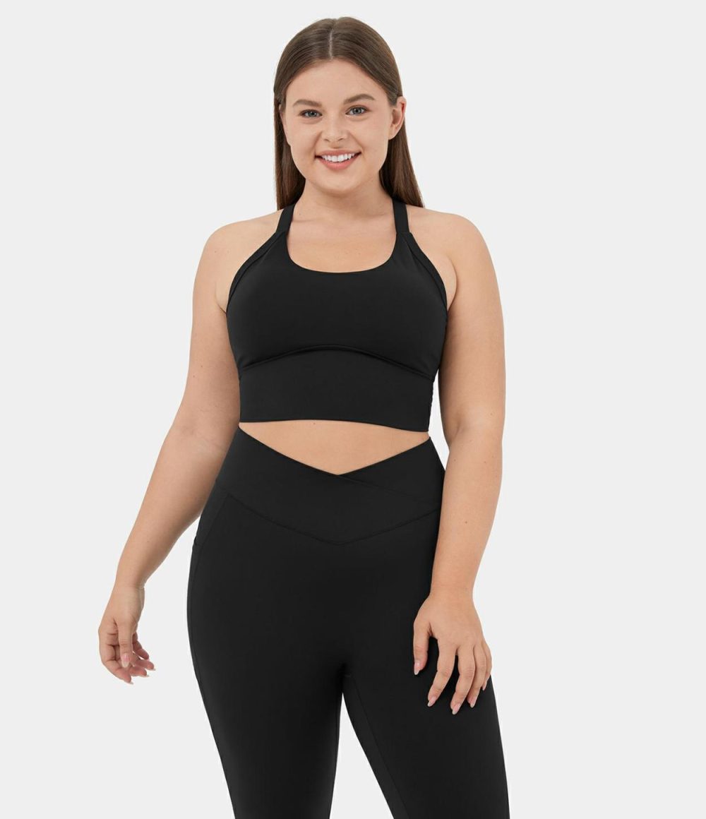 Softlyzero™ Plush Backless Cut Out Twisted Cropped Yoga Plus Size Tank Top  | Womens  Cropped Tops Clothing Cropped Tops