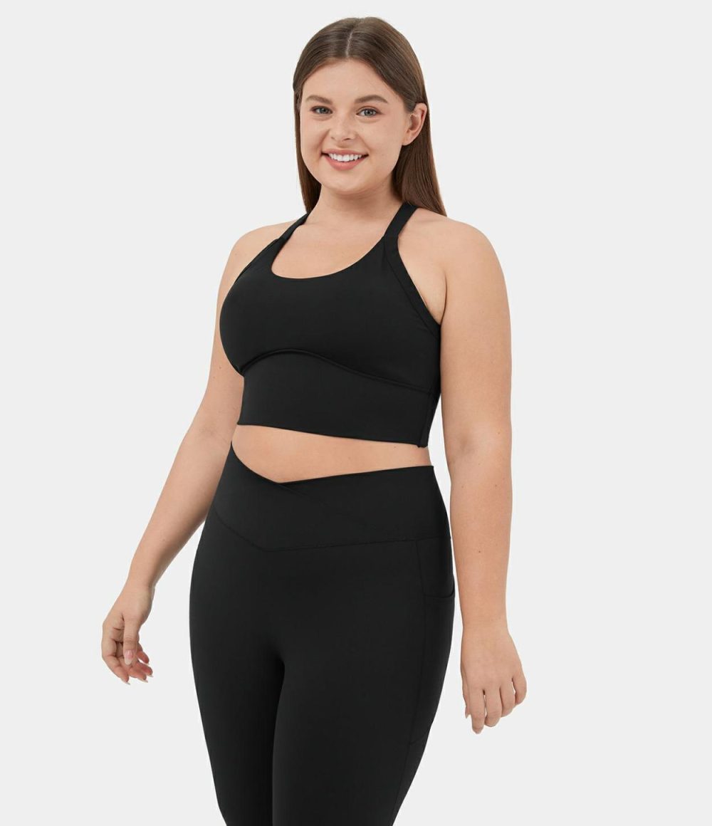 Softlyzero™ Plush Backless Cut Out Twisted Cropped Yoga Plus Size Tank Top  | Womens  Cropped Tops Clothing Cropped Tops