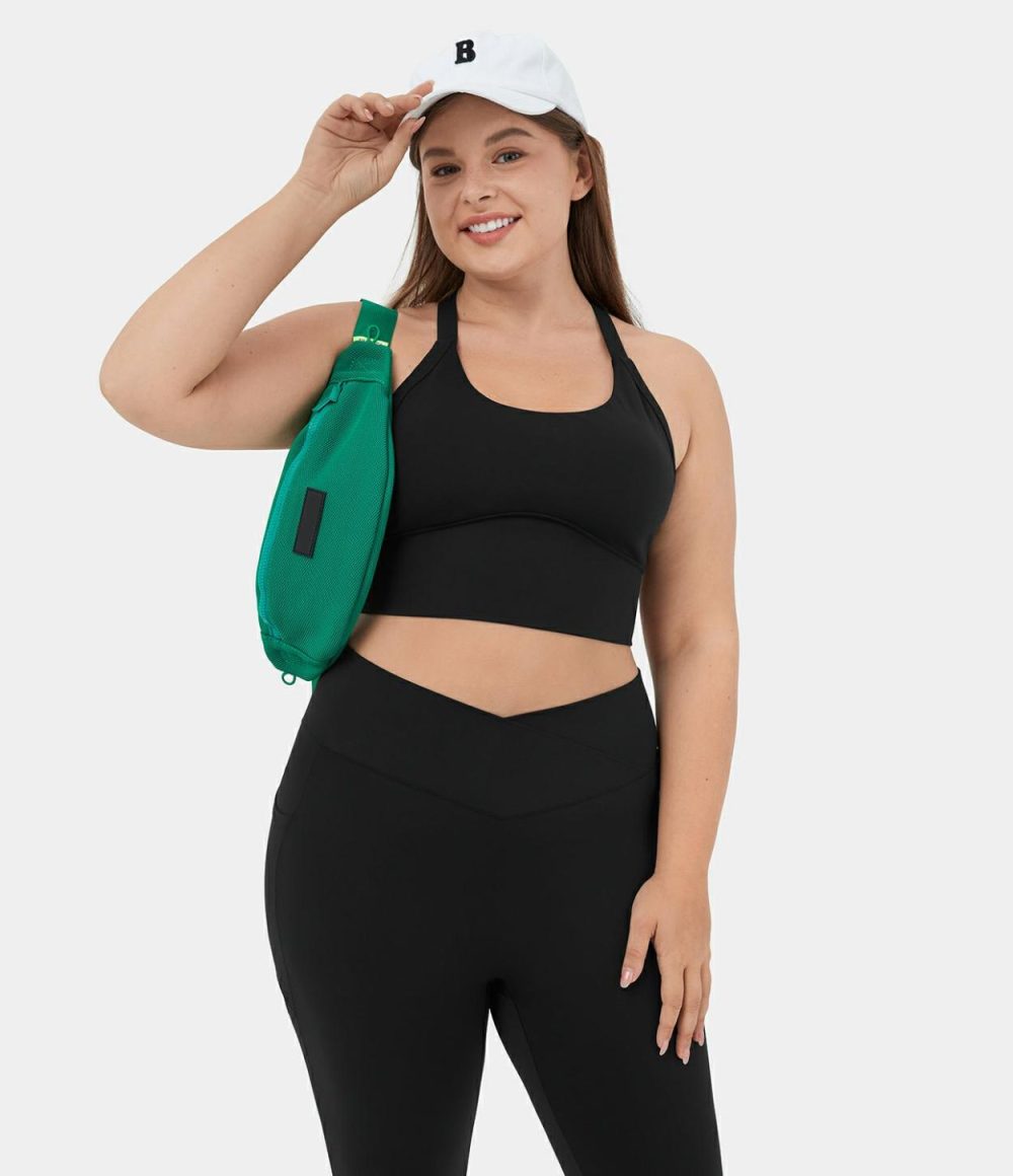 Softlyzero™ Plush Backless Cut Out Twisted Cropped Yoga Plus Size Tank Top  | Womens  Cropped Tops Clothing Cropped Tops