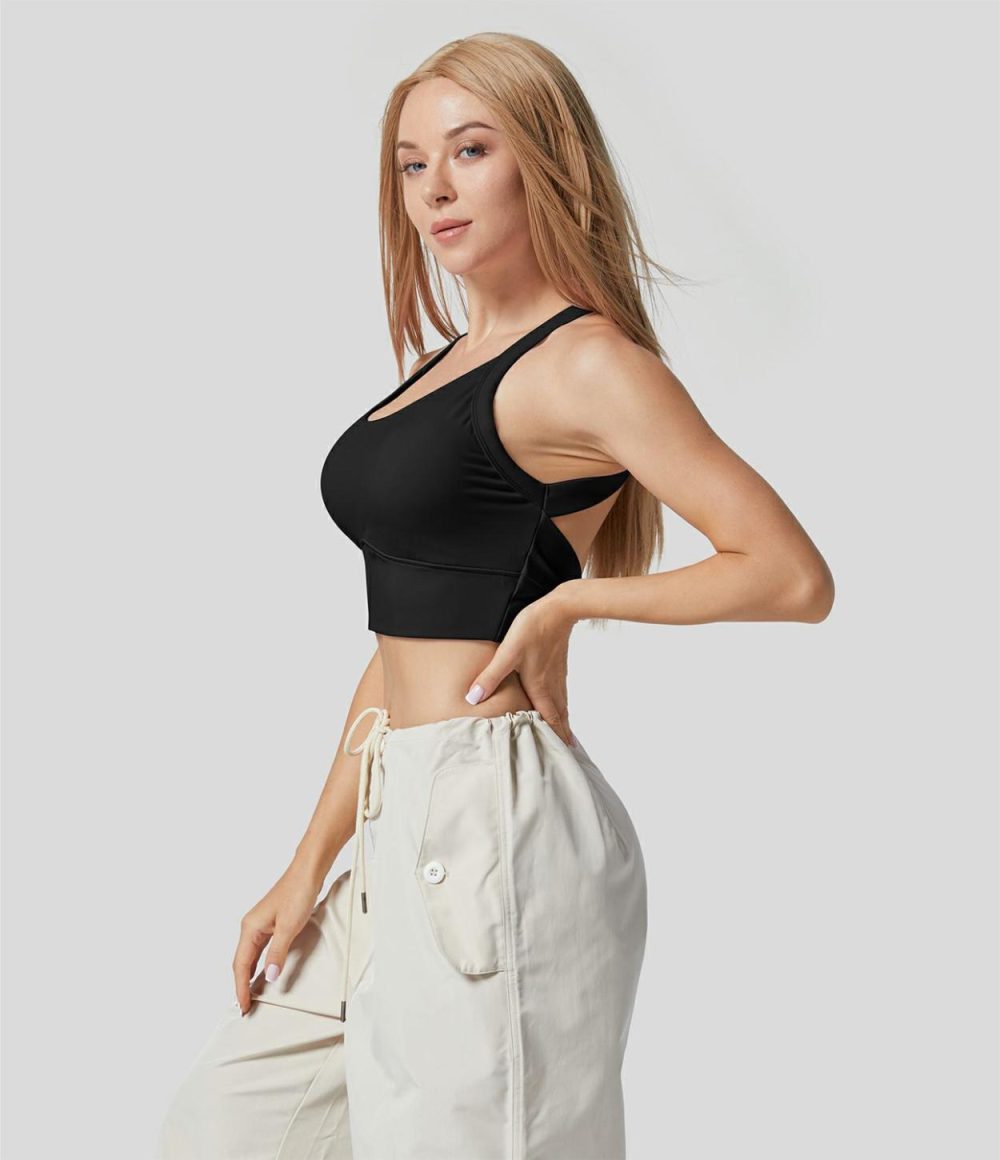 Softlyzero™ Plush Backless Cut Out Twisted Cropped Yoga Tank Top-DD/DDD/F  | Womens  Cropped Tops Clothing Cropped Tops