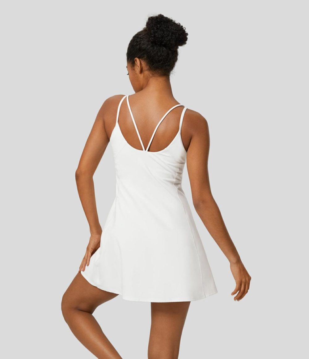 Softlyzero™ Plush Crisscross Backless 2-in-1 Pocket Mini Slip Active Dress-Easy Peezy Edition  | Womens  Active Dresses Active Dresses Active Dresses