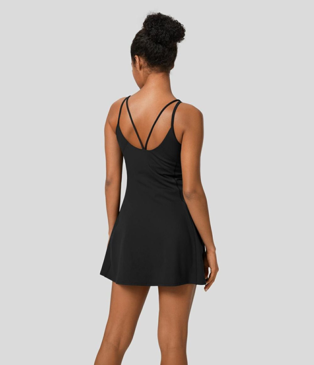 Softlyzero™ Plush Crisscross Backless 2-in-1 Pocket Mini Slip Active Dress-Easy Peezy Edition  | Womens  Active Dresses Active Dresses Active Dresses