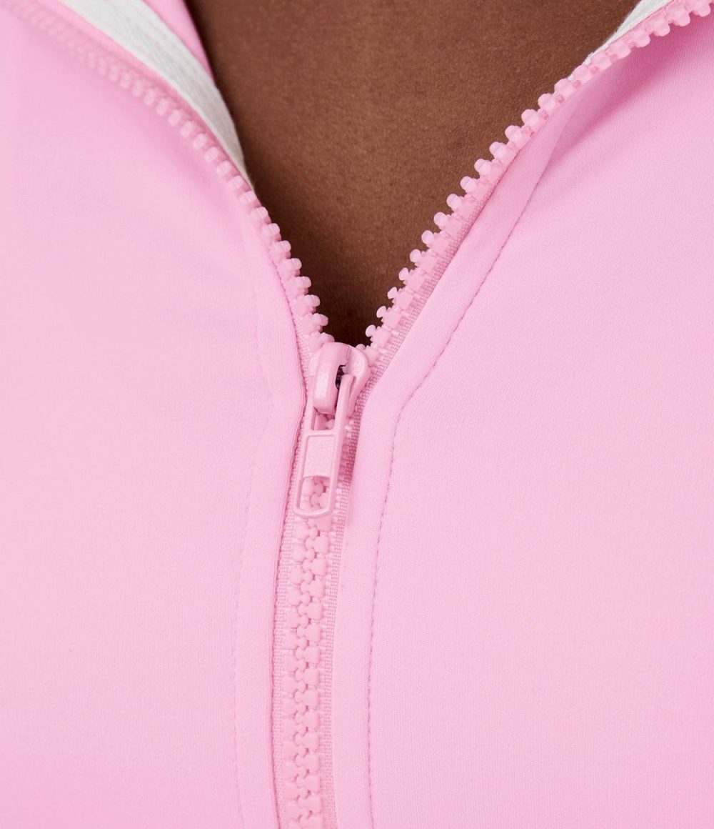 Softlyzero™ Plush Hooded Zipper Side Pocket Thumb Hole Cropped Casual Jacket  | Womens  Long Sleeve Tops Clothing Long Sleeve Tops