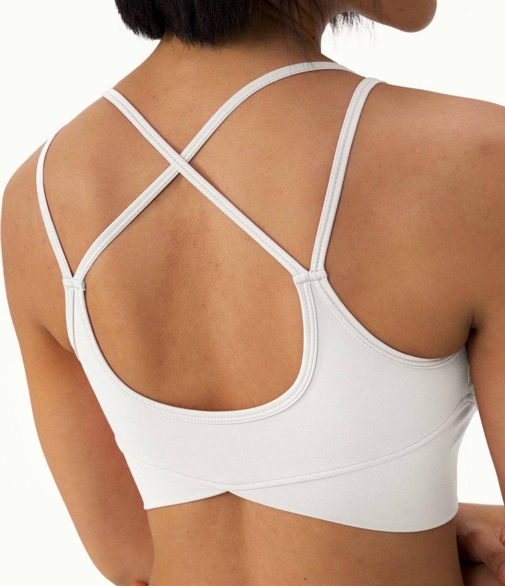 Softlyzero™ Plush Low Support Backless Crisscross Spaghetti Straps Crossover Hem Sports Bra  | Womens  Sports Bras Clothing Sports Bras