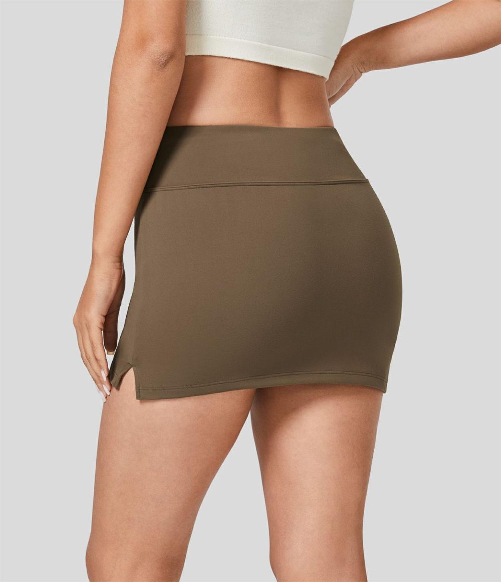 Softlyzero™ Plush Mid Rise Split 2-in-1 Bodycon Micro Mini Casual Skirt  | Womens  2-in-1 Skorts 2-in-1 Skorts 2-in-1 Skorts