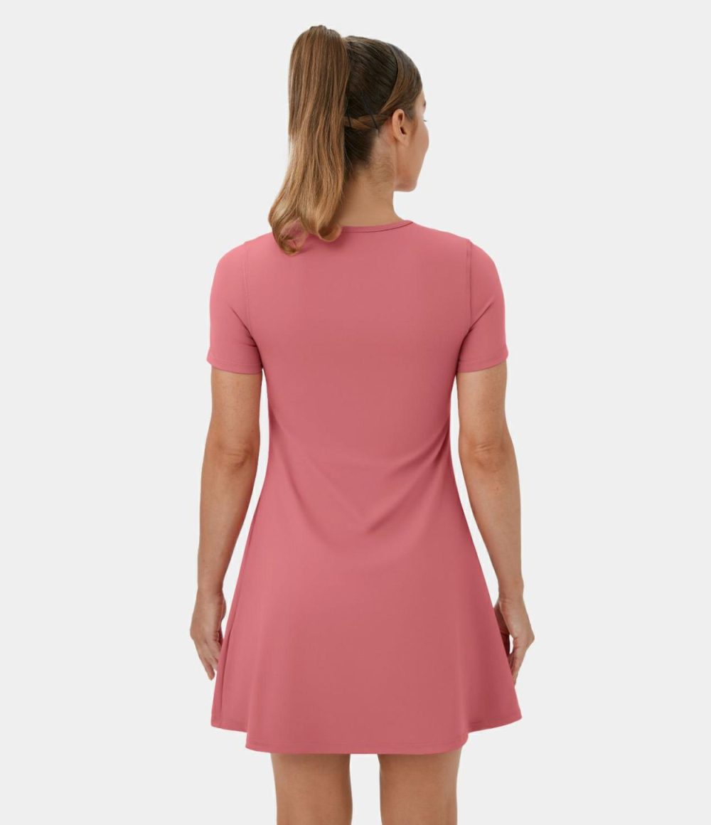 Softlyzero™ Plush Round Neck Cut Out Mini Golf Active Dress  | Womens  Active Dresses Active Dresses Active Dresses