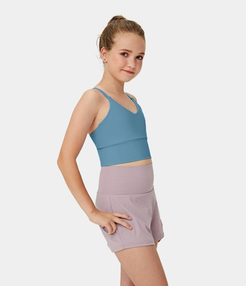 Softlyzero™ Plush V Neck Backless Crisscross Workout Cropped Cami-Girl’s  | Womens  Cropped Tops Clothing Cropped Tops