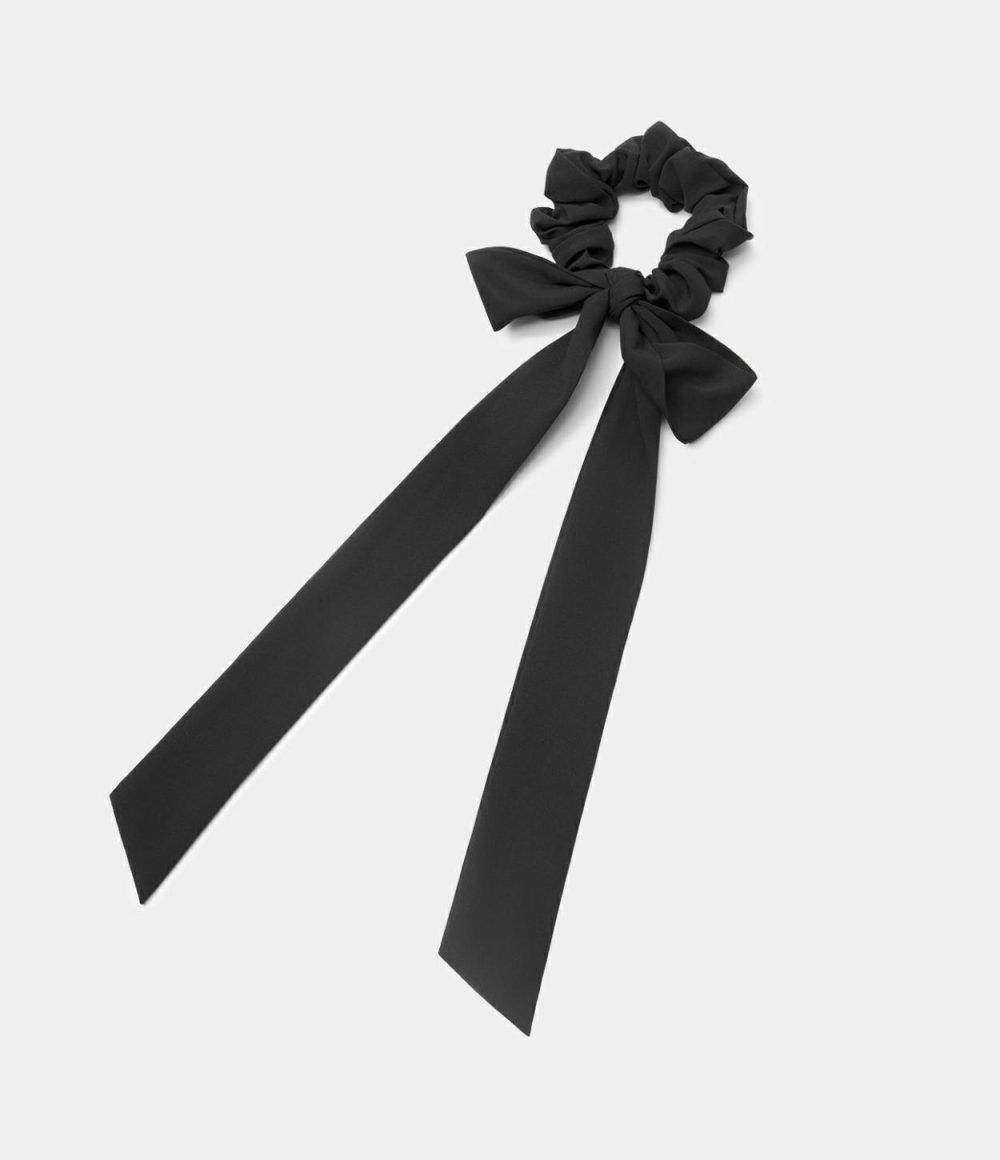 Solid Bow Pleated Scrunchie  | Womens  Accessories Accessories Accessories